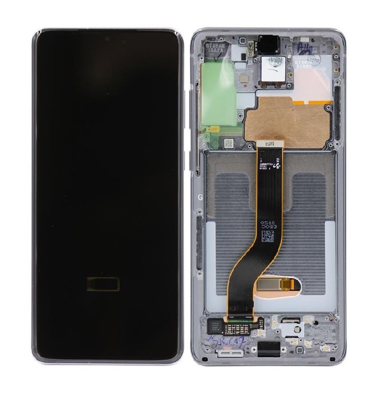LCD ekrāns Samsung G985F/G986F S20 Plus ar skārienjutīgu ekrānu un rāmi Cosmic Grey oriģināls (lietots, Grade A)