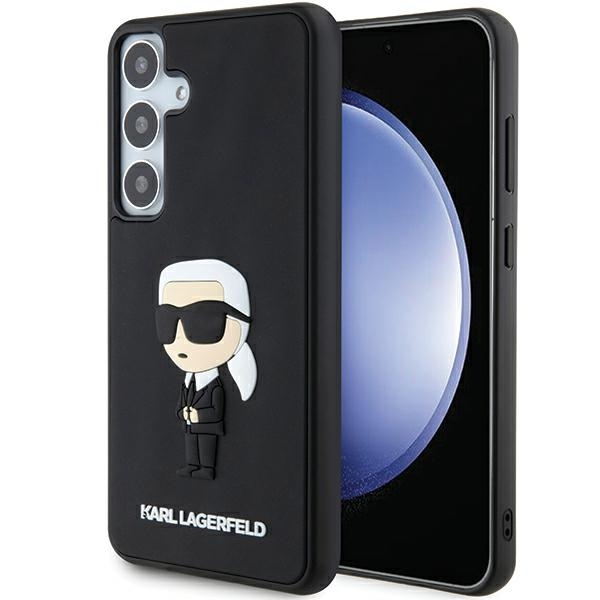 Karl Lagerfeld 3D Gumijas Ikonik viedtālruņa apvalks Samsung Galaxy S24 - melns