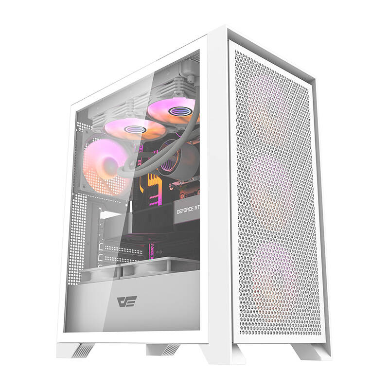 Darkflash DRX70 MESH datora korpuss (balts) + 4 RGB ventilatori