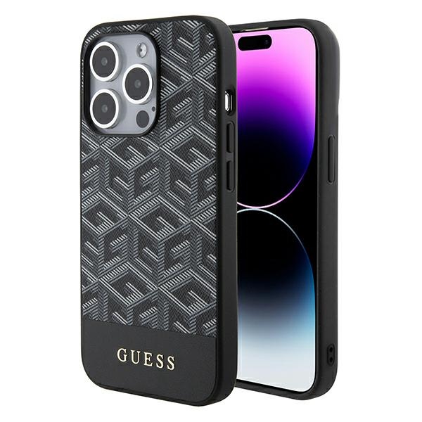 Guess GCube Stripes Magnētiskais viedtālruņa apvalks iPhone 15 Pro Max - melns