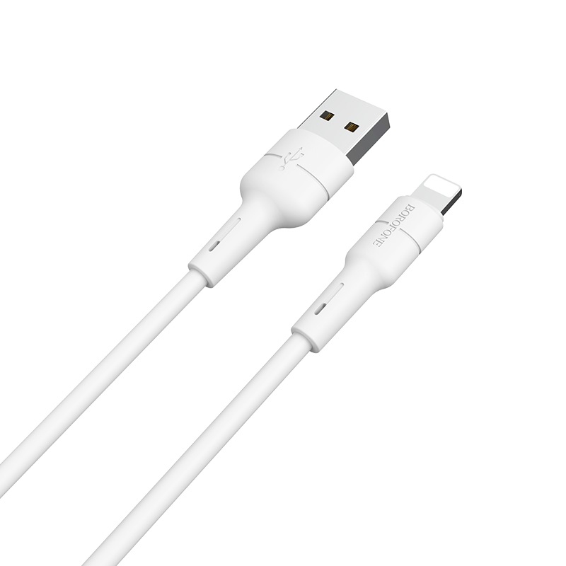 USB kabelis Borofone BX30 Lightning 1,0 m silikona balts