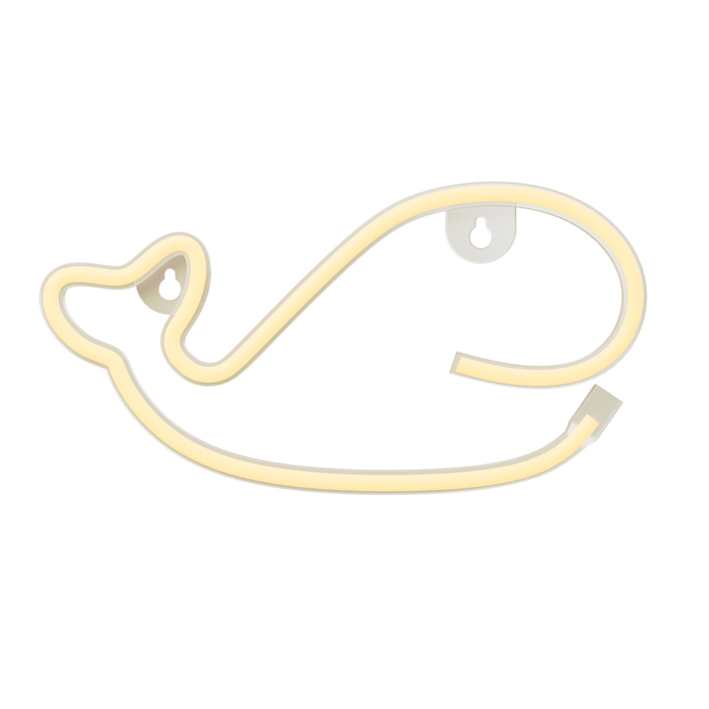 Neon LED Light WHALE warm balts Bat + USB FLNE09 Forever Light