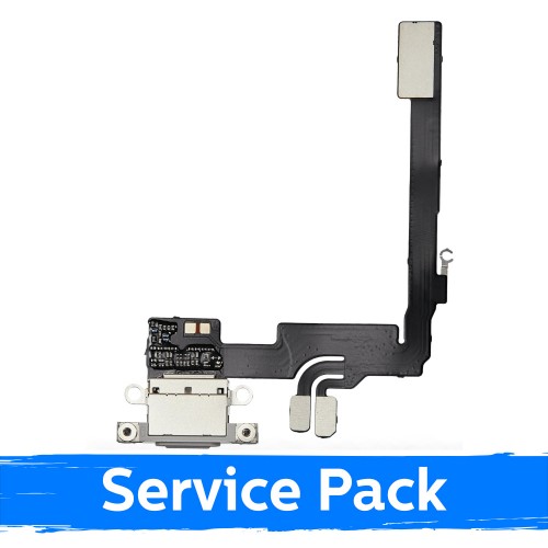 Charging Port Compatible With Apple iPhone 16 Pro with Flex / White Titanium / (Service Pack)