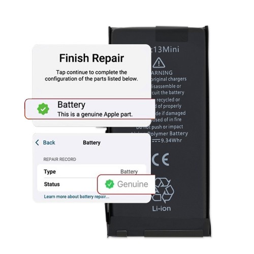 Battery Compatible With iPhone 13 Mini / Self-Diagnosable / Settings: Genuine /