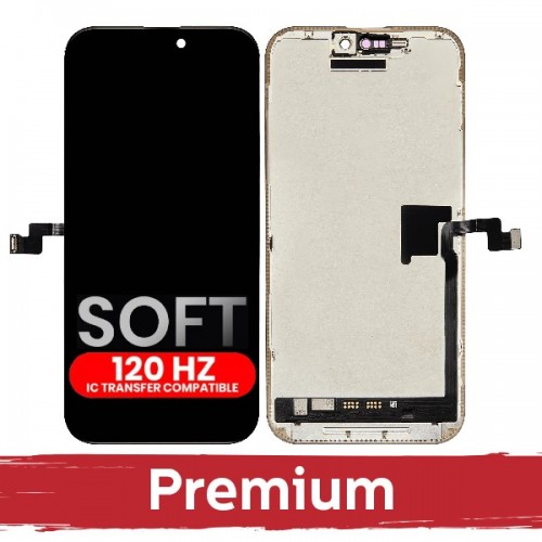 LCD displejs saderīgs ar iPhone 16 Pro Max melns (SOFT OLED / Stable 120Hz / Premium) pašdiagnostika