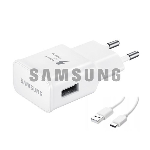 Lādētājs Samsung TA200NWE balts 15W (ar iepakojumu) + Type-C kabelis (100% oriģināls)