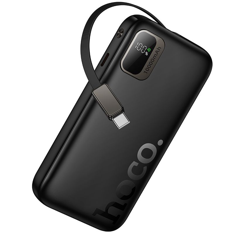 Portatīvais lādētājs Hoco 10000 mAh QC PD 20W ar izvelkamu USB C kabeli Q51 melns