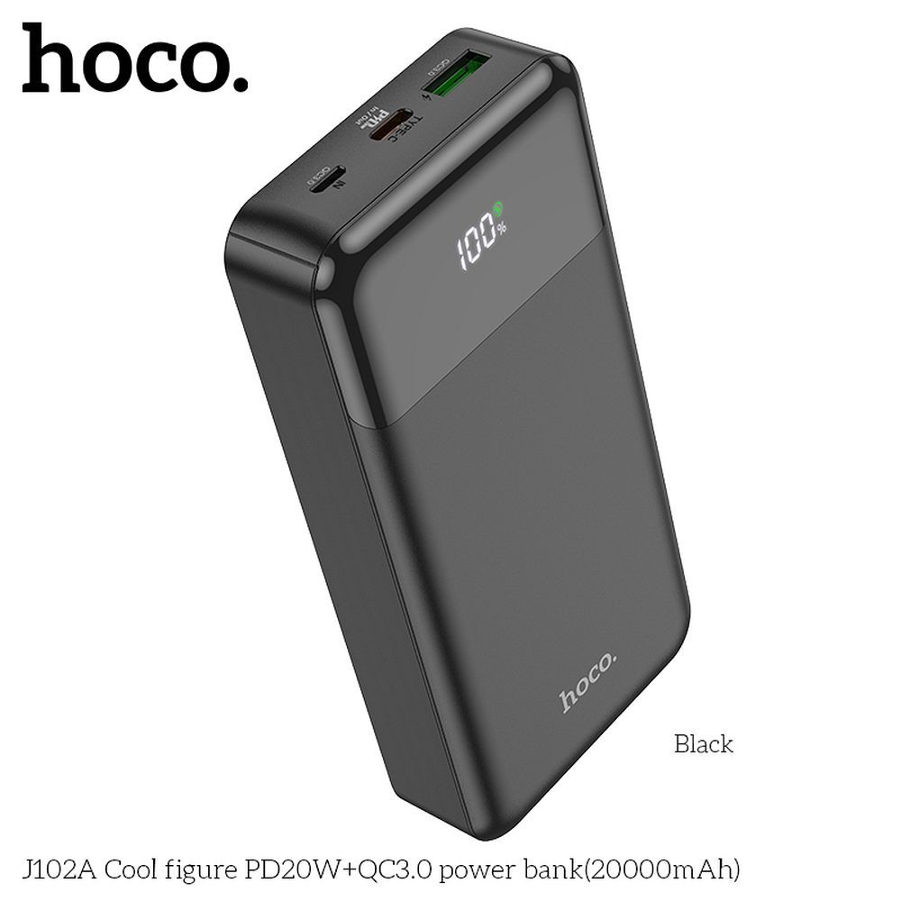 Portatīvais lādētājs (m) Hoco 20000 mAh QC3.0 PD 3A 20W J102A melns