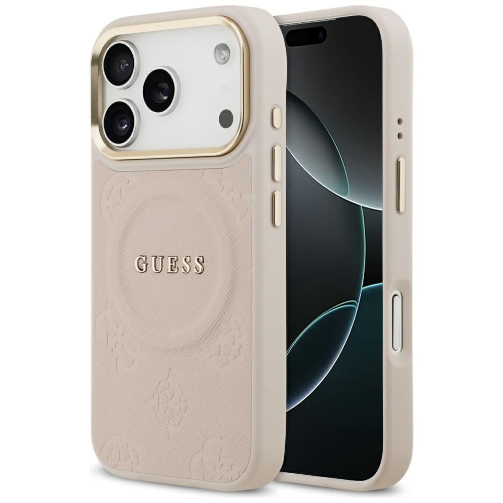 Guess Peony Hot Stamp Magnētiskais viedtālruņa apvalks iPhone 17 Pro - rozā