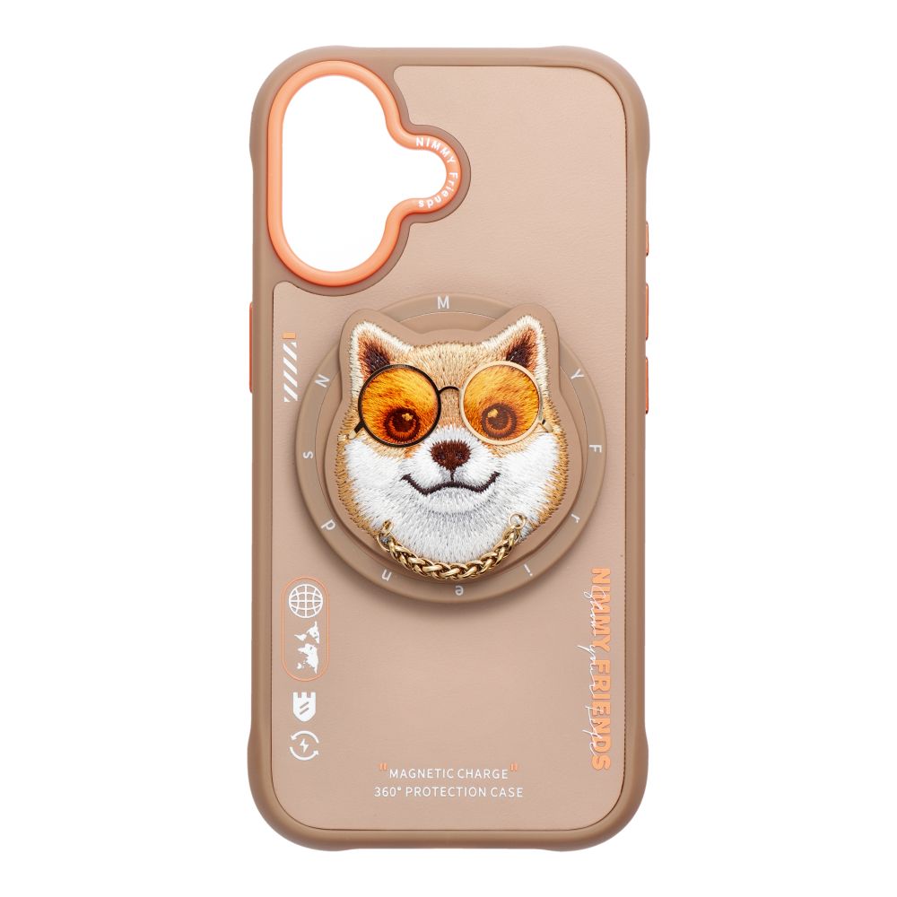 NIMMY viedtālruņa apvalks GLASSES COOL DOG saderīgs ar MagSafe priekš IPHONE 17 bēšs