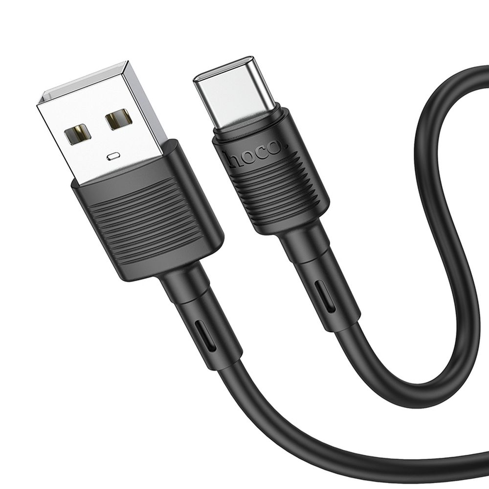 Hoco X83 USB-A – USB-C kabelis Cable USB A to USB C Hoco 3A 1 m X83, melns, 1 m, 3A