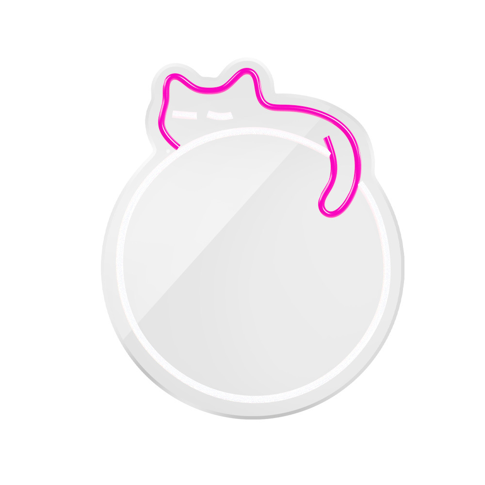 Neon MIRROR LED SLEEPING CAT balts rozā FMNE03 Forever Light