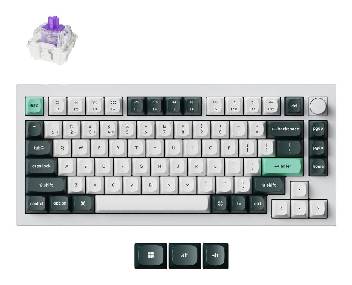 Bezvadu tastatūra KEYCHRON Q1 HE RGB Shell White Q1H-P1