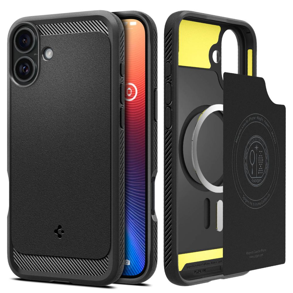 Spigen Rugged Armor Magnētiskais apvalks iPhone 16 - melns