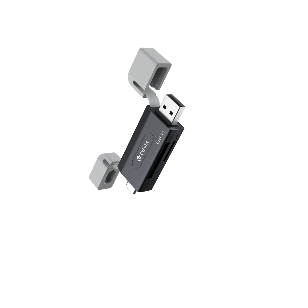 Devia картридер 2in1 EL240 USB/USB-C 3.0 черный