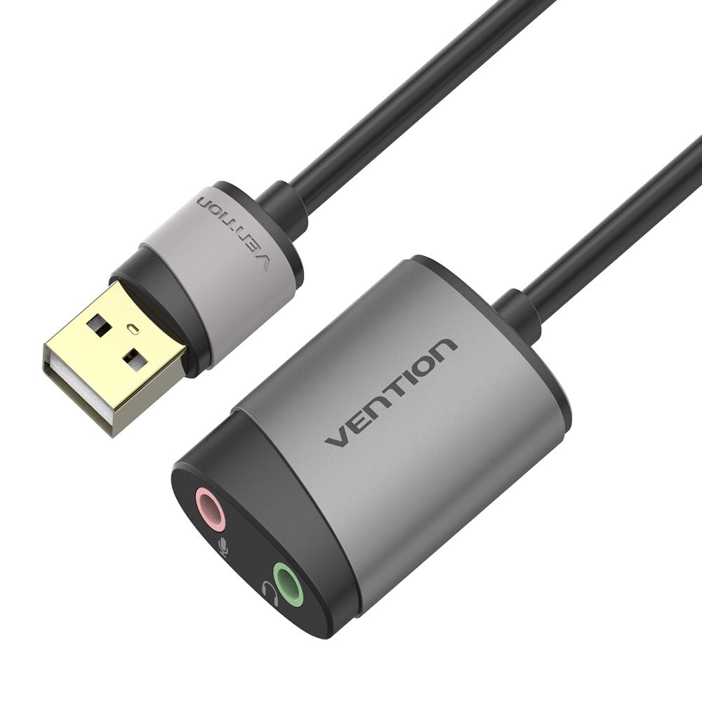 Ārējā USB skaņas karte Vention CDKHB, TRS 3.5mm, 0.15m (pelēka)