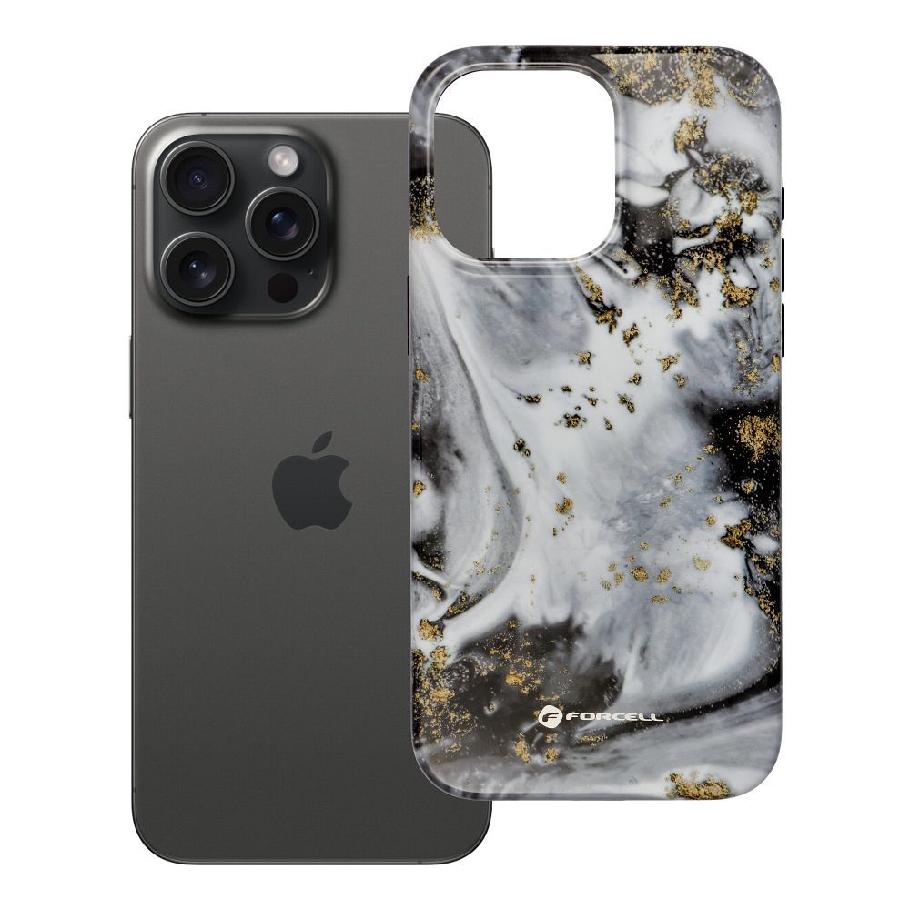 Case for iPhone 15 PRO MAX Forcell F-Protect Mirage compatible with Military Drop-Test silver fog