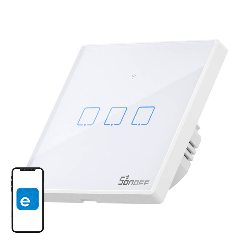 Viedais slēdzis WiFi + RF 433 Sonoff T2 EU TX (3 kanāli) atjaunināts