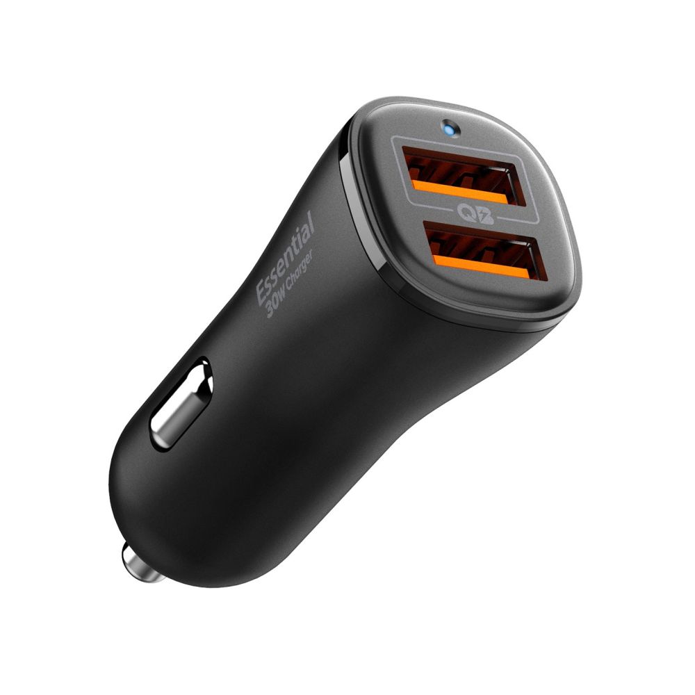Spigen Essential EV302 2 portu 30W automašīnas lādētājs melns