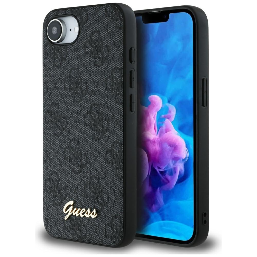 Guess 4G Script Logo MagSafe viedtālruņa apvalks iPhone 16e - melns