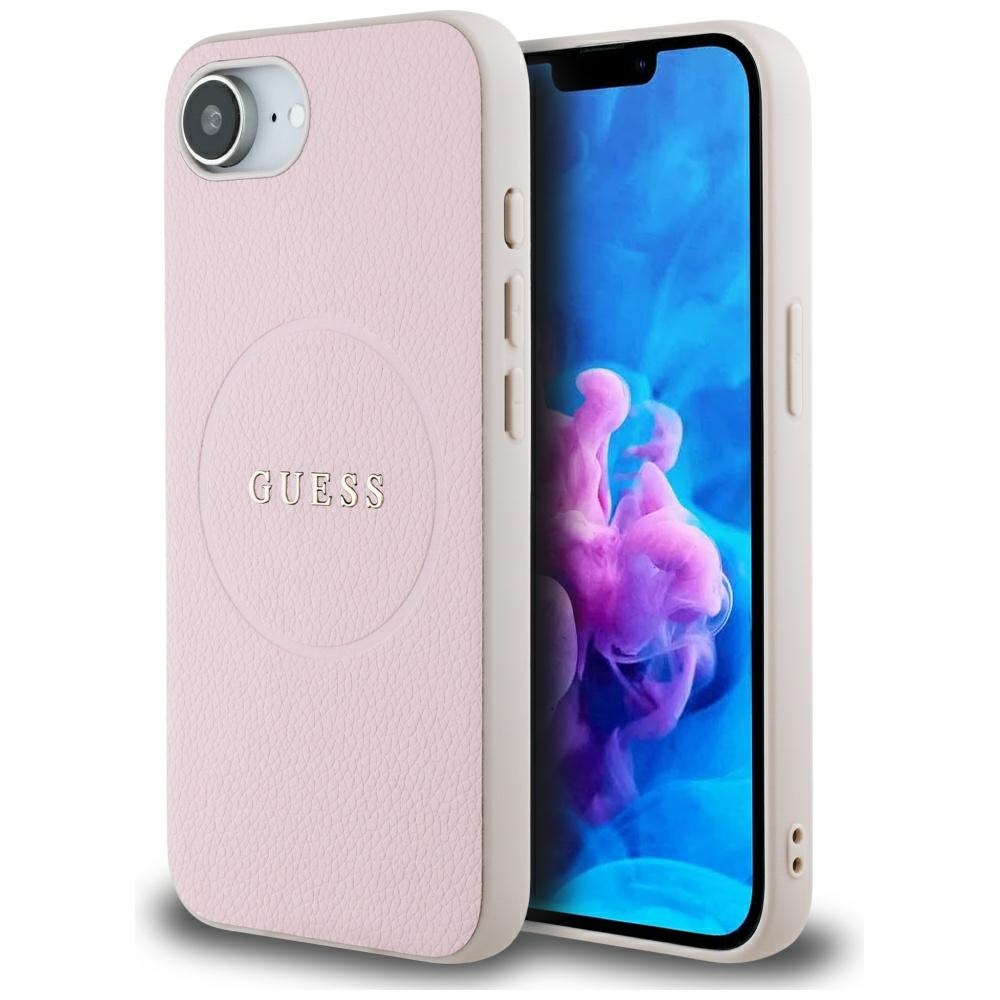 Guess Grained Ring MagSafe viedtālruņa apvalks iPhone 16e - rozā