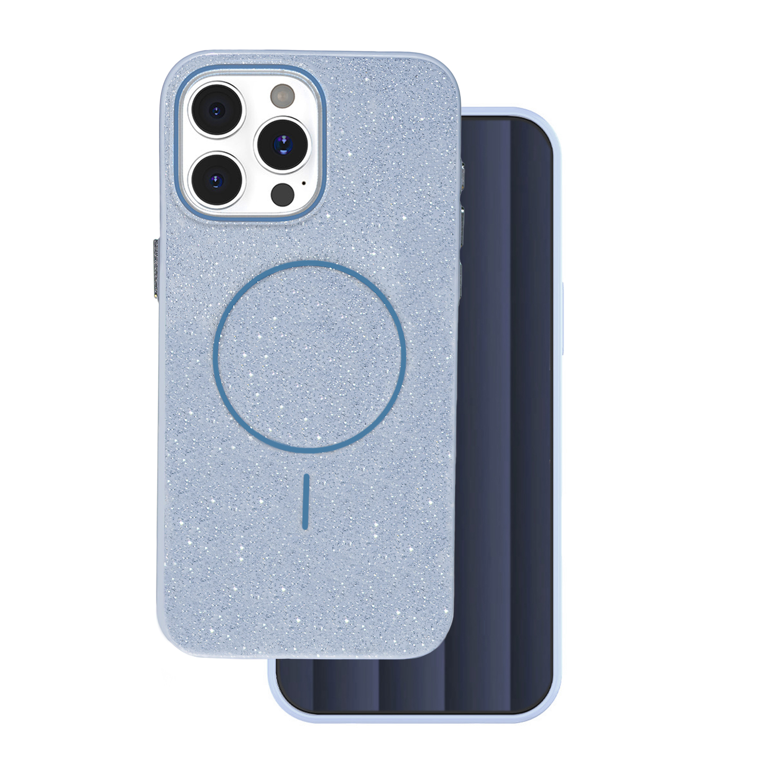 Īpaši plāns spīdīgs magnētiskais viedtālruņa apvalks iPhone 15 Pro 6,1" zils