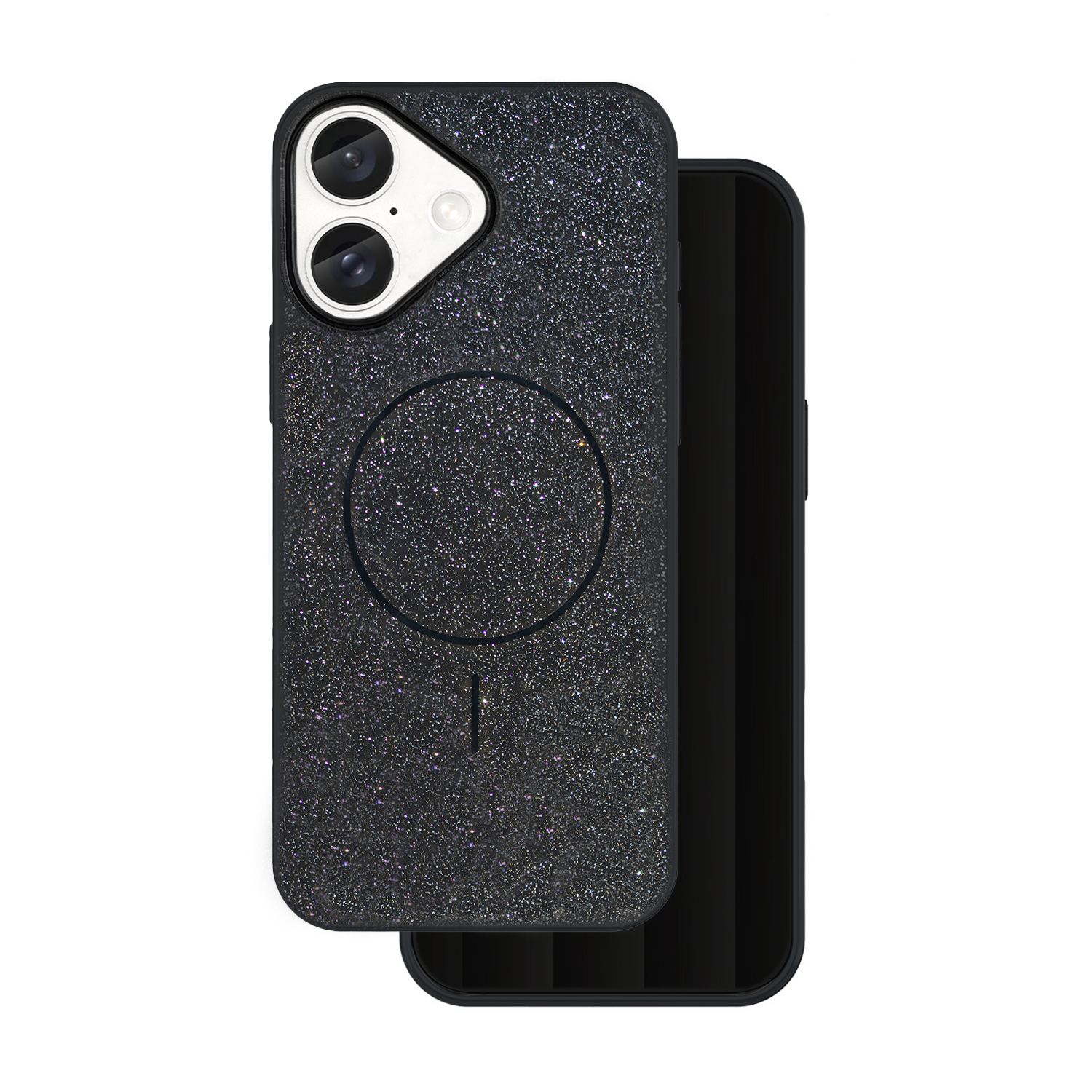 Glitter Thin Mag maciņš for iPhone 16e / 17e melns