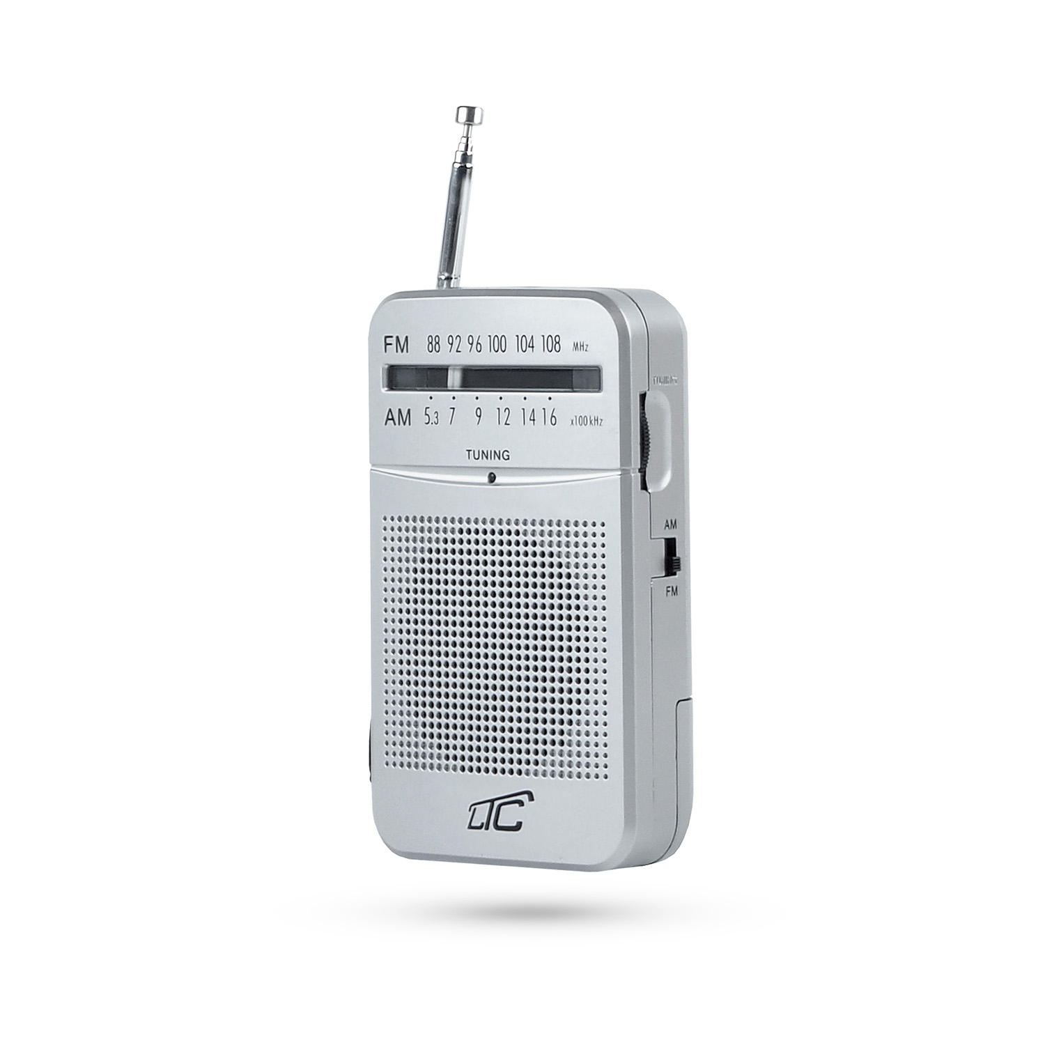 LTC portable pocket radio LEGA, AM/FM, mini jack, sudrabs