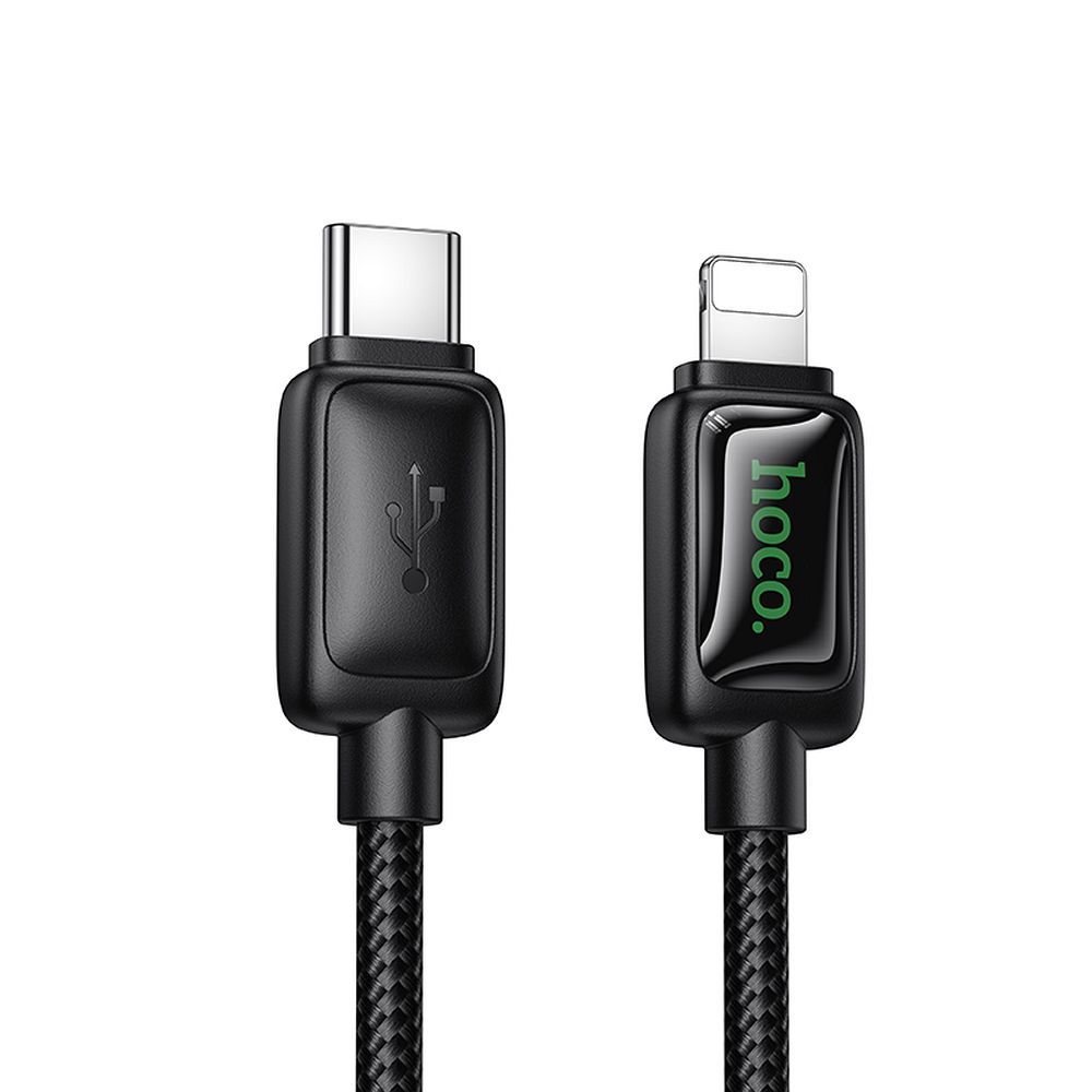 Kabelis ar LCD USB C uz Lightning Hoco PD 30W 1,2 m U146 melns