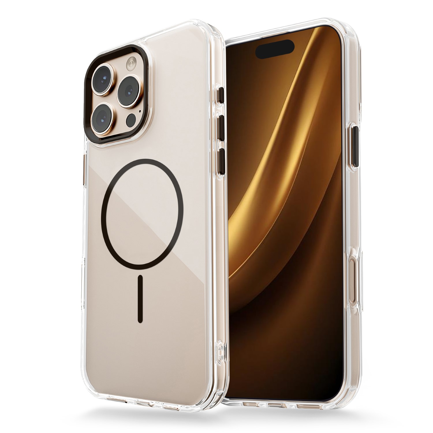 Caurspīdīgs Thin Mag maciņš iPhone 17 Pro 6,3", melns