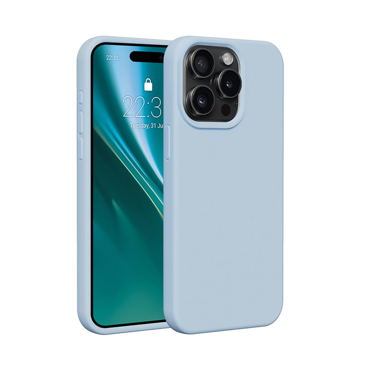 Etteri Silicone case for iPhone 15 Pro Max 6,7" light blue