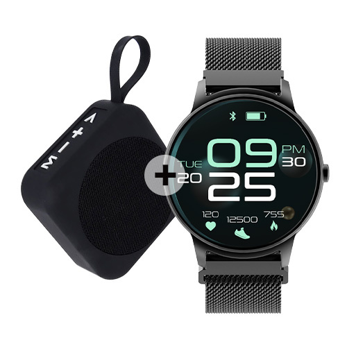 Forever viedpulkstenis ForeVive 2 SB-330 melns ar Bluetooth skaļruni 3W