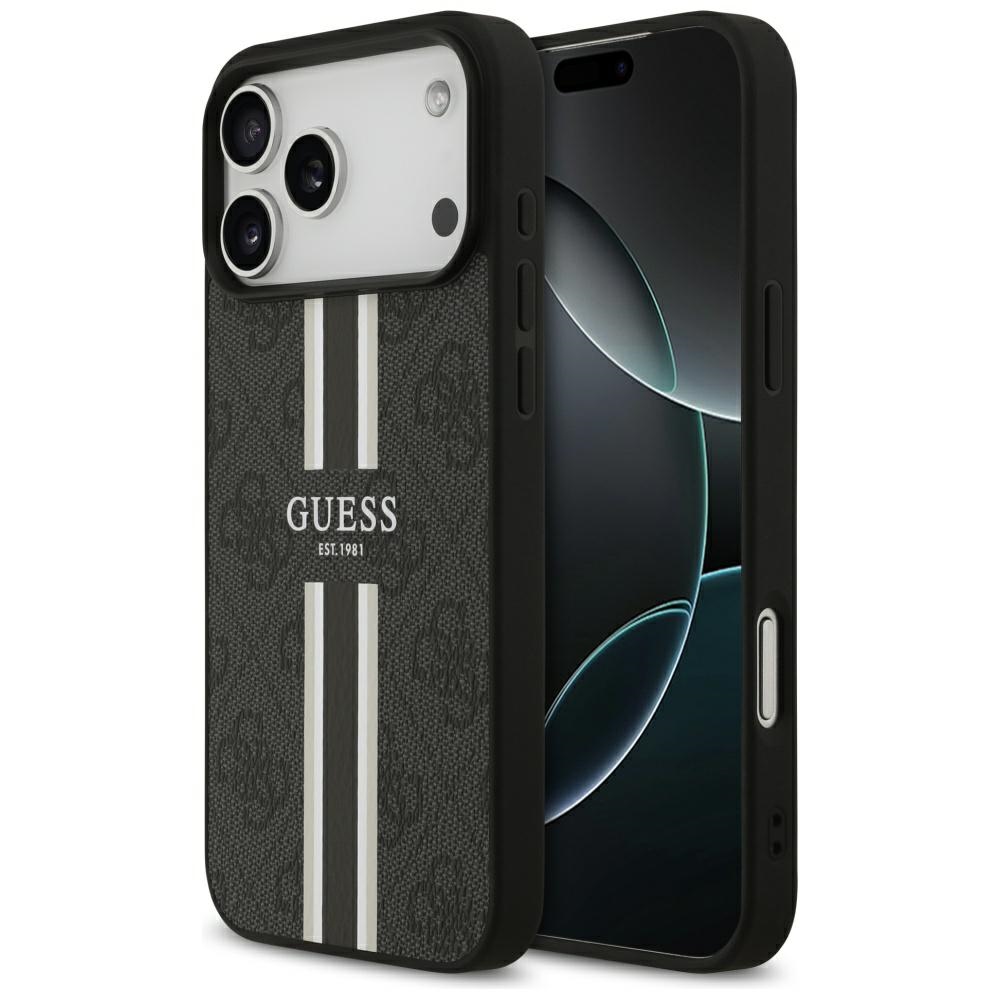 GUESS чехол для IPHONE 17 Pro Max совместимый с MagSafe GUHMP17XP4RPSK (4G Printed Stripes) чёрный