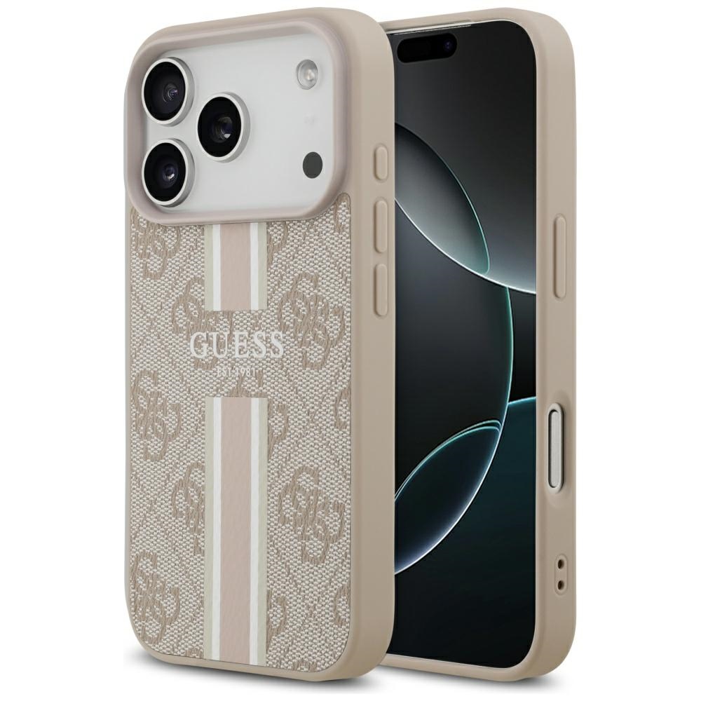 Guess 4G MagSafe futrālis ar svītrām iPhone 17 Pro - Rozā krāsā