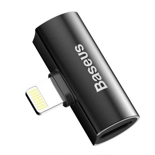 Adapteris Baseus L46 melns (ieeja Lightning / izeja 2x Lightning)
