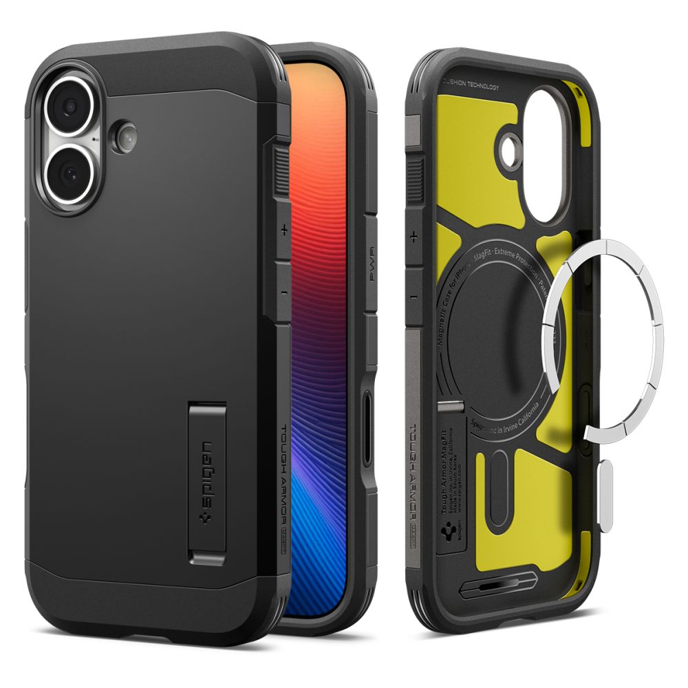 Spigen Tough Armor Mag Чехол совместимый с MagSafe для iPhone 17 чёрный
