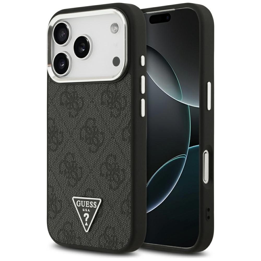 Guess Чехол для iPhone 17 Pro совместимый с MagSafe GUHMP17LP4TSRCMK (PU 4G W/Triangle Logo SL) чёрный