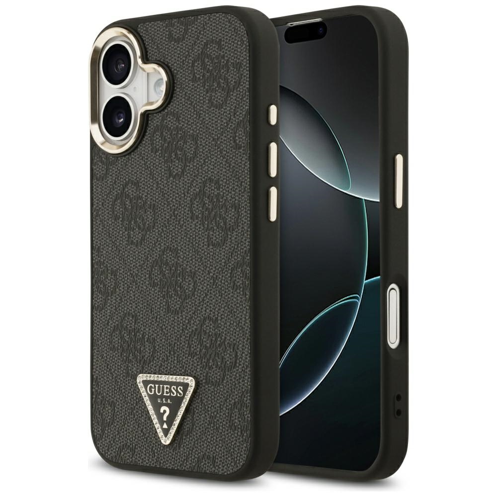 Guess 4G Triangle Logo MagSafe viedtālruņa apvalks iPhone 17 - melns un zeltains