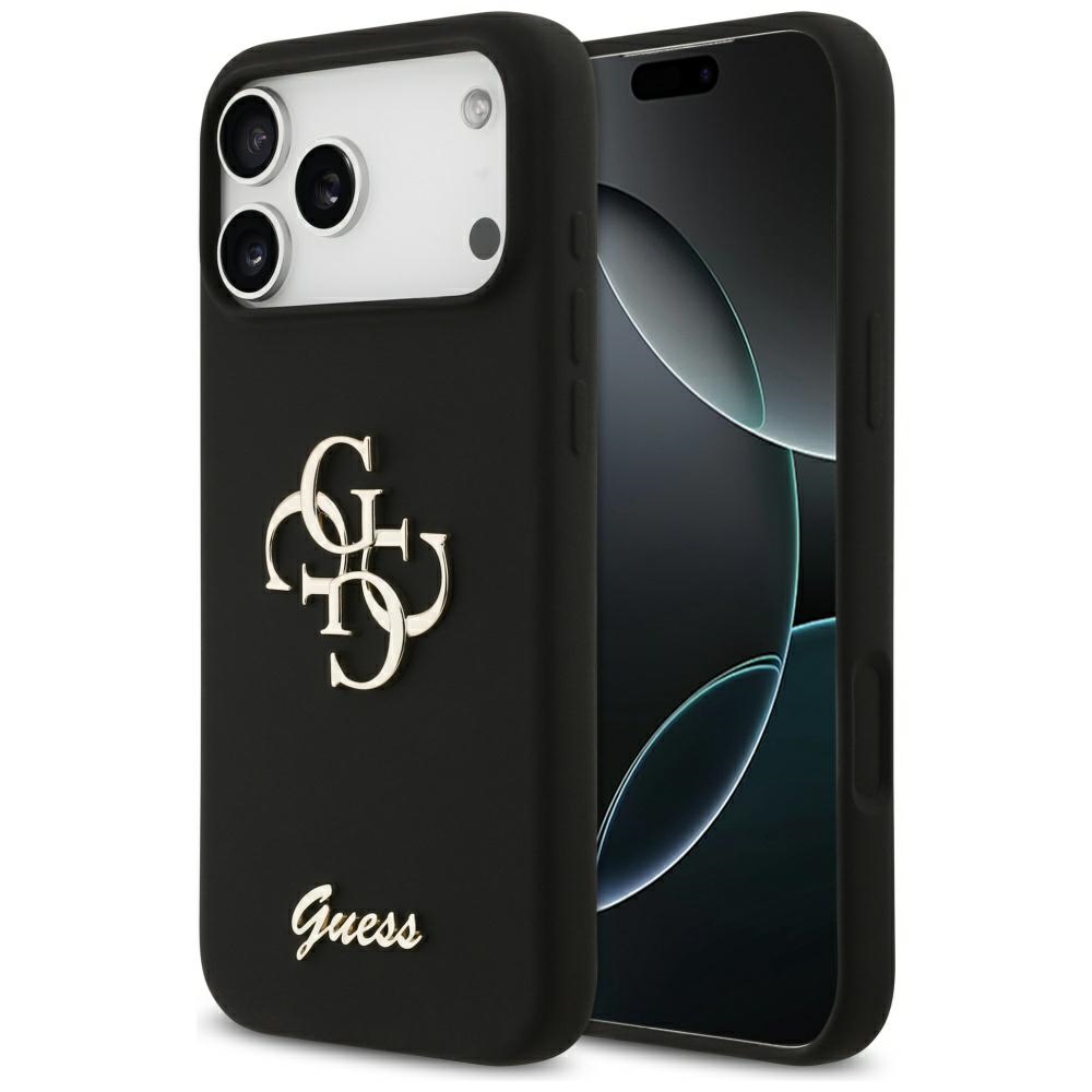 Guess Silikona lielais 4G uzraksts apvalks iPhone 17 Pro Max - melns
