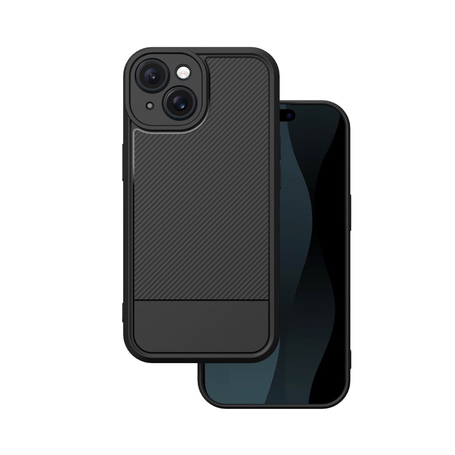 Vienkāršs oglekļa apvalks iPhone 15 6,1" melns