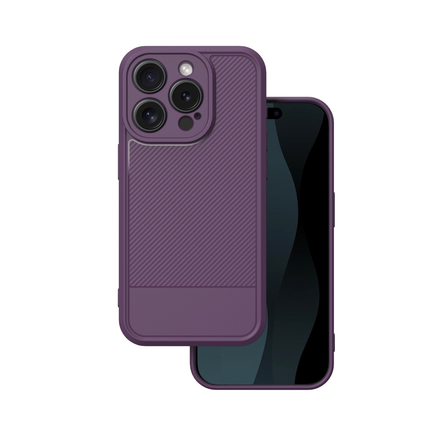 Simple Carbon viedtālruņa apvalks iPhone 15 Pro 6,1" violets
