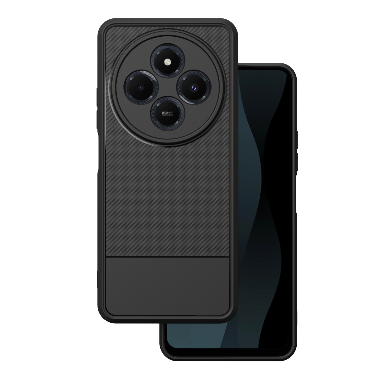 Vienkāršs oglekļa apvalks Xiaomi Redmi 14C 4G/ 14C 5G / Redmi A4 / POCO C75 melns