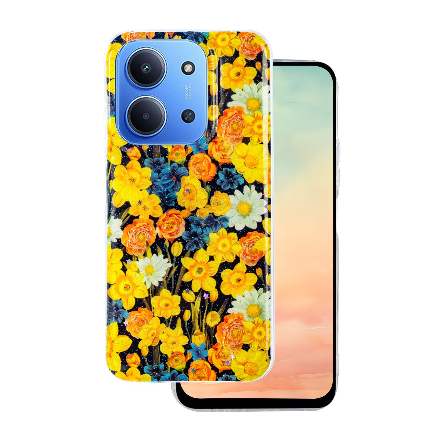 Glow Glam viedtālruņa apvalks Xiaomi Redmi 15C 4G EU / 15C 5G EU (173.16 x 81.06 x 8.2 mm) oranžs
