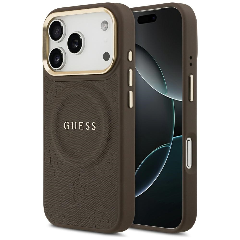Guess Peony Hot Stamp MagSafe viedtālruņa apvalks iPhone 17 Pro - brūns