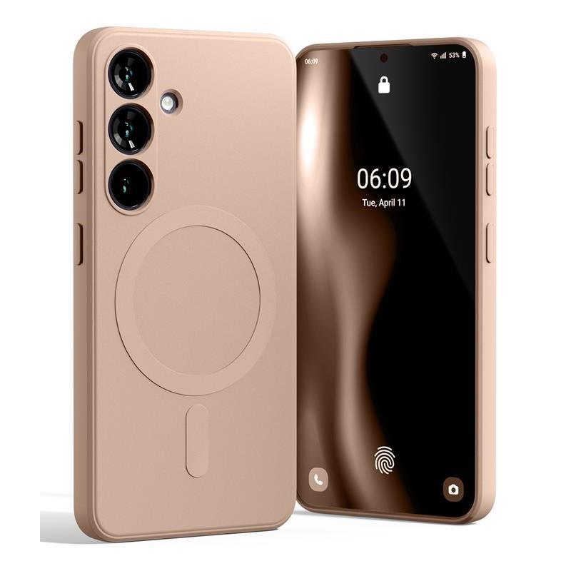 Mercury Semi-Silicone MagSafe maciņš, paredzēts Samsung S24 FE, smilšu rozā