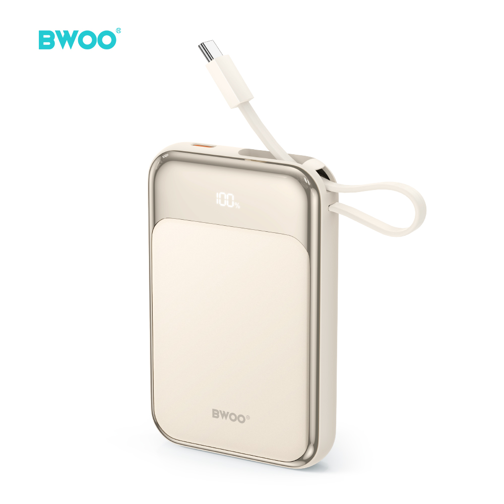 Внешний аккумулятор Bwoo (BO-P80) 10000mAh (1xUSB-C; 22.5W) + кабель USB-C золотой