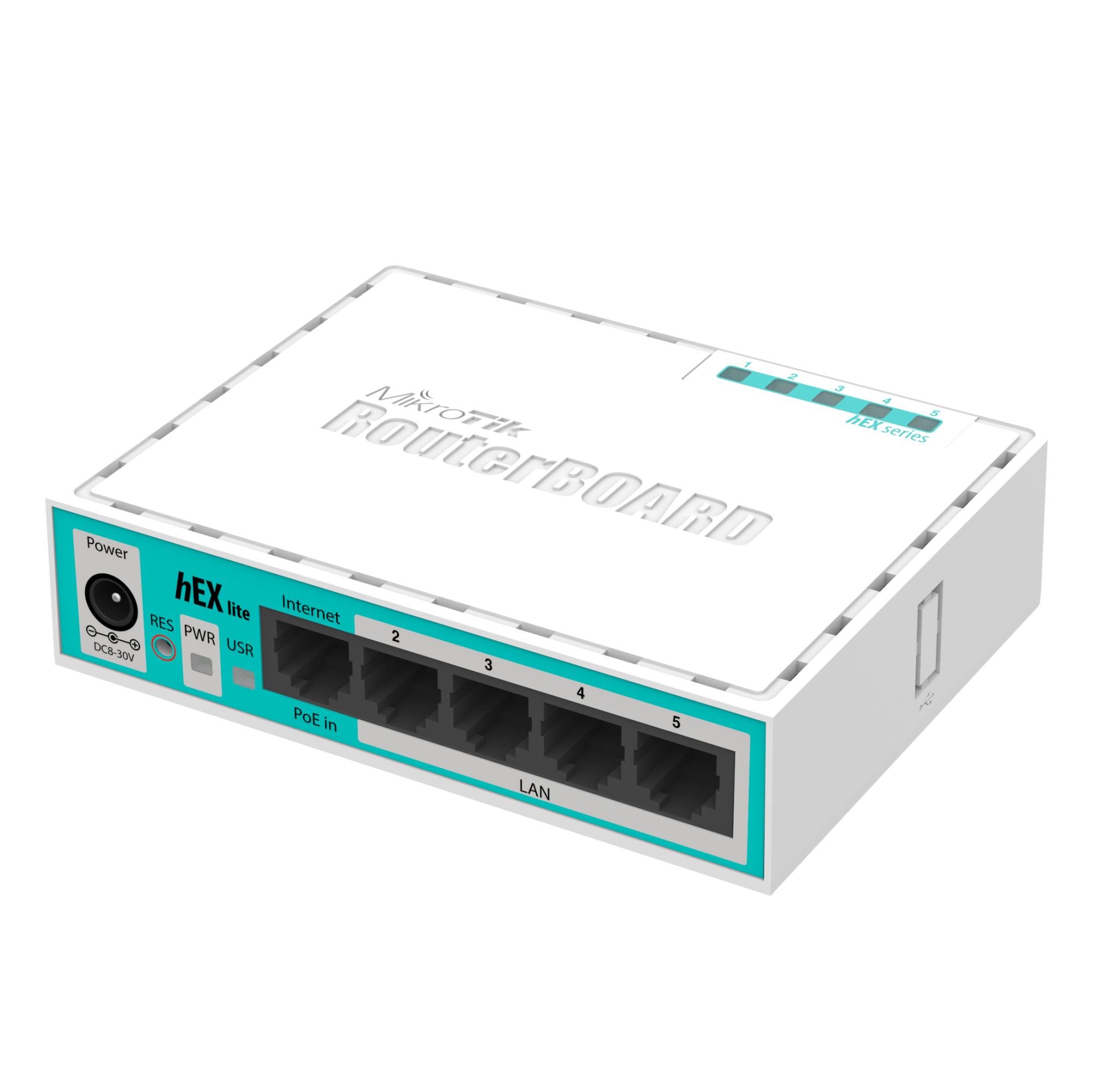MikroTik hEX Lite RB750r2 maršrutētājs, 5 porti, 10/100M