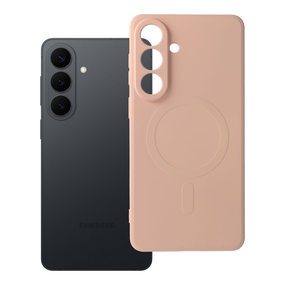 Silikona magnētiskais viedtālruņa apvalks, saderīgs ar MagSafe, paredzēts SAMSUNG S26 Edge, rozā