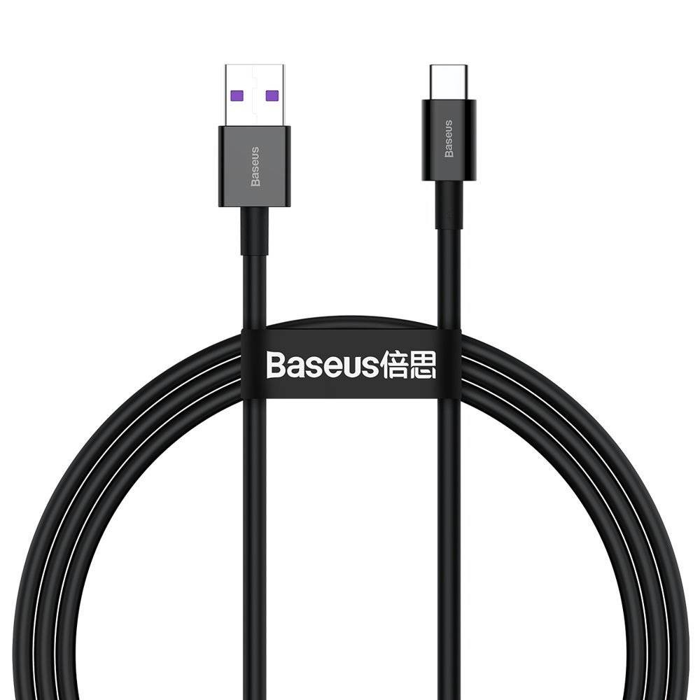 Baseus Superior USB - USB Type-C kabelis ar ātru uzlādi 66 W (11 V / 6 A) Huawei SuperCharge SCP 1 m melns