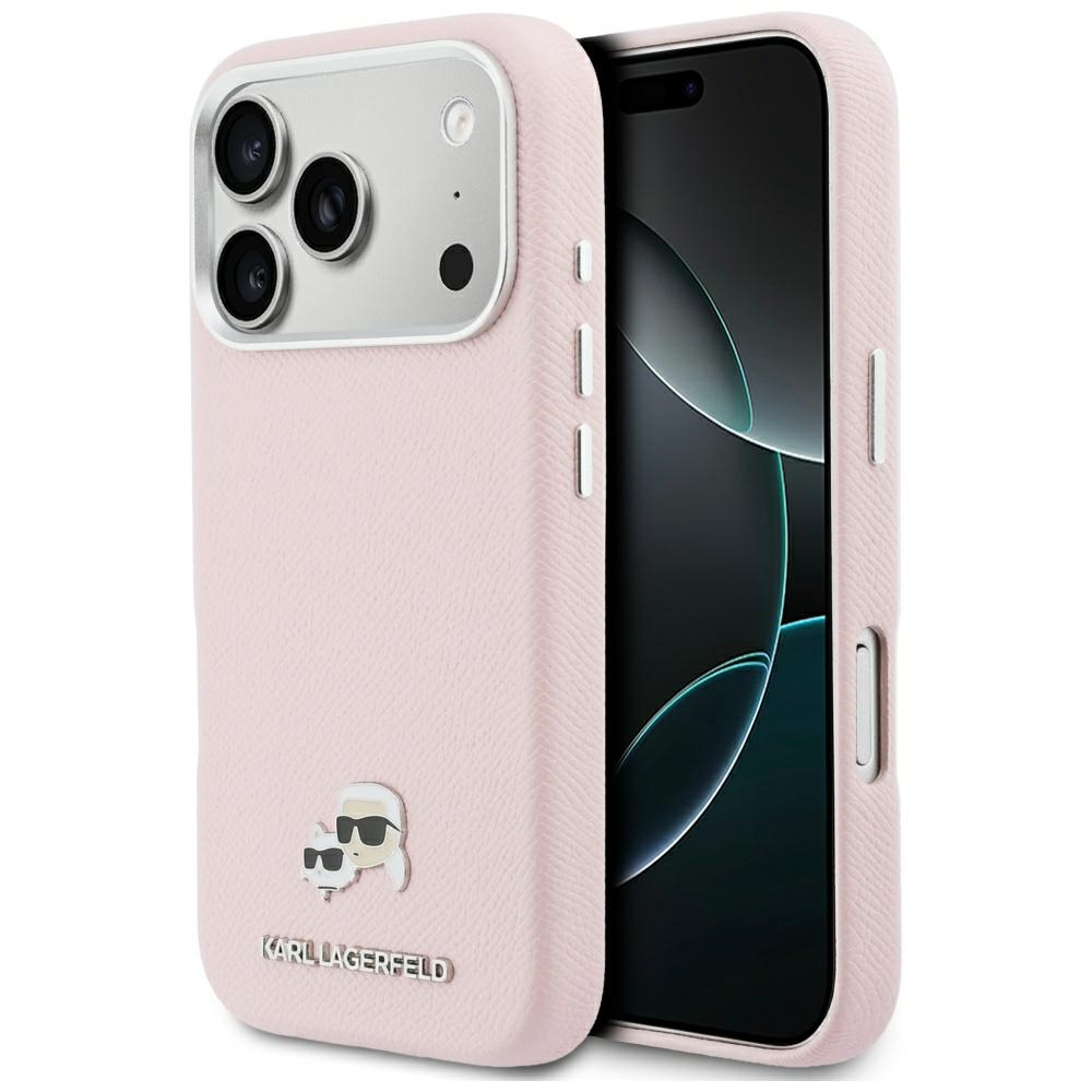 Karl Lagerfeld maciņš iPhone 17 Pro Max 6,9", HC MAGSAFE PU FW ar K&C galvas emblēmu, rozā